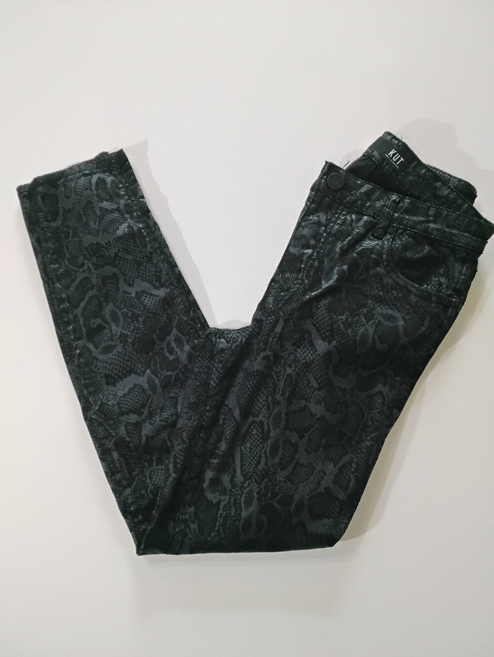 Kut From The Kloth Mia Skinny Snakeskin Womens 6 Black Fab Ab Skinny High Rise